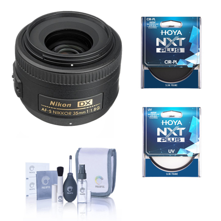 Nikon 35mm f/1.8G DX AF-S NIKKOR Lens, Bundle with Hoya 52mm CPL+UV Filter  Kit, Cleaning Kit